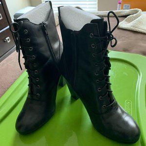 Black Liz Claiborne Lace Up Booties